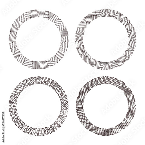 Set with round frames for your design. Vector illustration  drawn by hand.