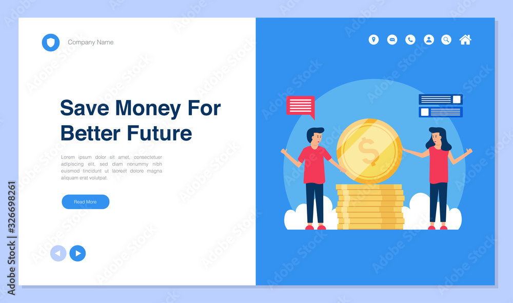 Web page design with business or finance concept for website and mobile website development. Creative Website template design vector illustration. Easy to use and customize.