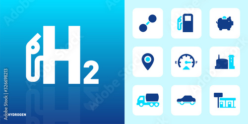 Wasserstoff – Brennstoff der Zukunft – Logo und Icons