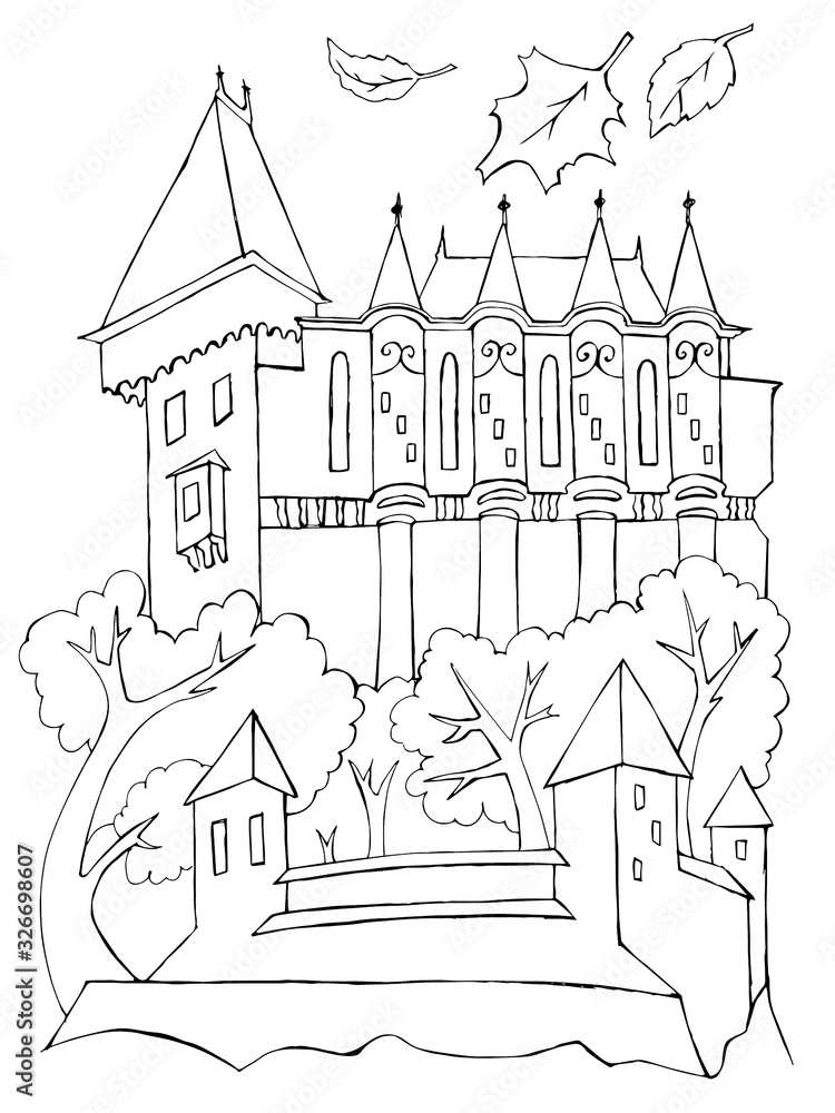 hand drawn sketch for coloring book