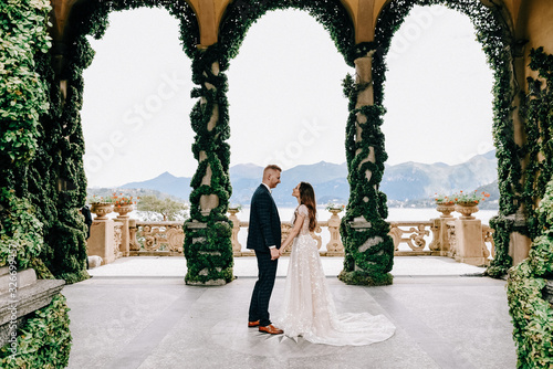 portrait of Gorgeous wedding couple in Italy