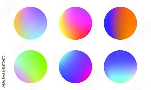 Set of round Vector Gradient. Multicolor Sphere. Modern abstract background texture. Template for design. Isolated objects