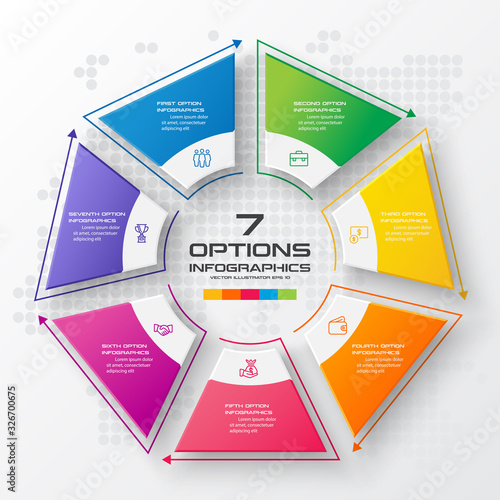 Vector heptagon element for infographic,Business concept with 7 options. photo