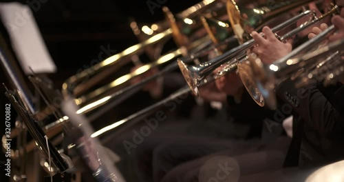 musician playing trumpet at concert
