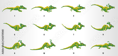Dragon Run cycle animation frames, loop animation sequence sprite sheet 