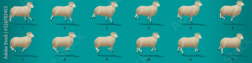 Ram run cycle animation frames, loop animation sequence sprite sheet 