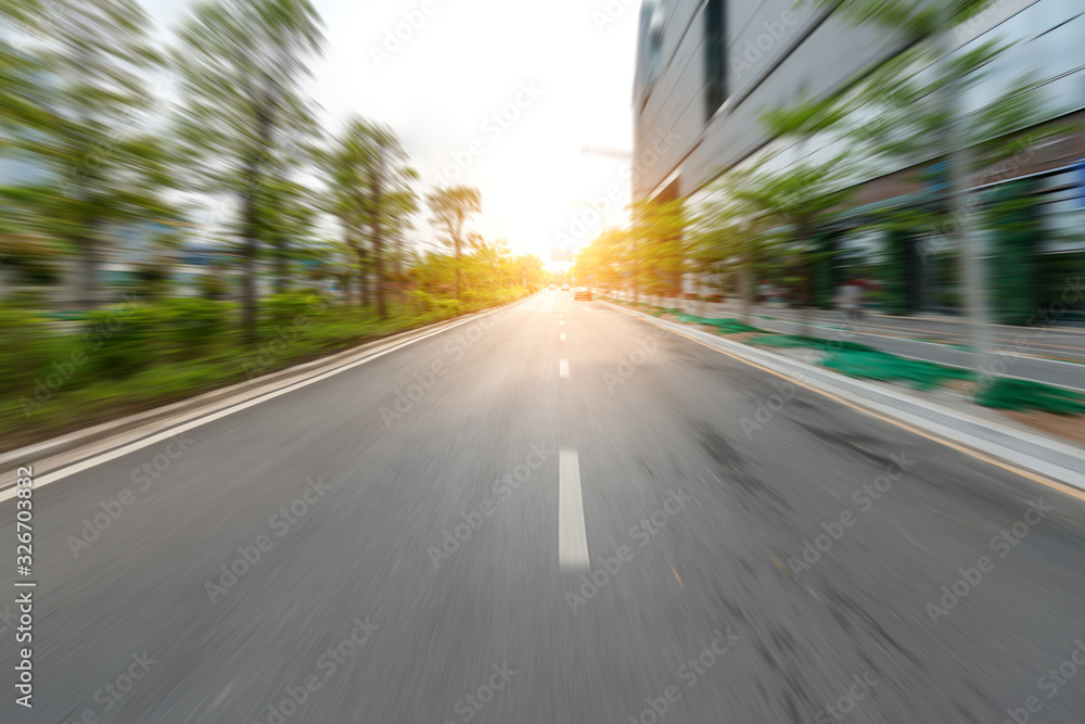 Empty roads and offices in financial center, Shenzhen, China