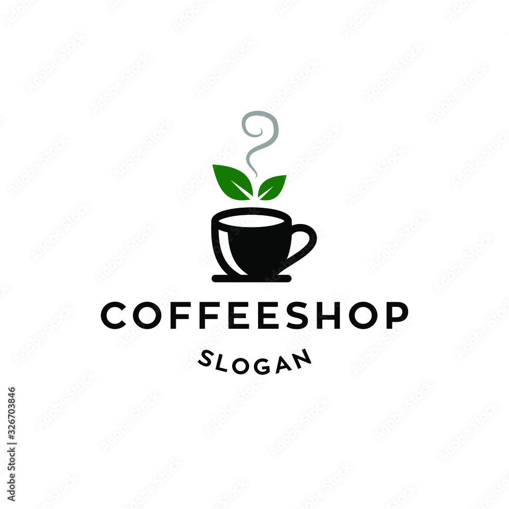 coffee and tea hipster logo icon with bean plant branch leaf design for cafe , restaurant cafetaria illustration coffee and tea hipster logo icon with bean plant branch leaf design for cafe , restaurant cafetaria illustration
