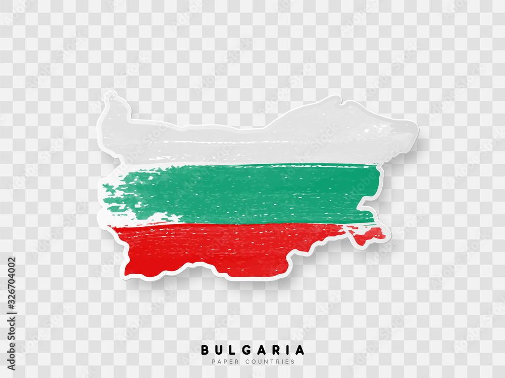 Bulgaria detailed map with flag of country. Painted in watercolor paint colors in the national flag. - obrazy, fototapety, plakaty 