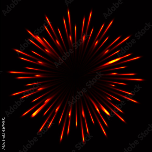 Circle Fireworks orange background. Vector stock illustration for poster or card