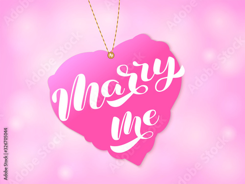 Marry me brush lettering. Vector stock illustration for poster or banner