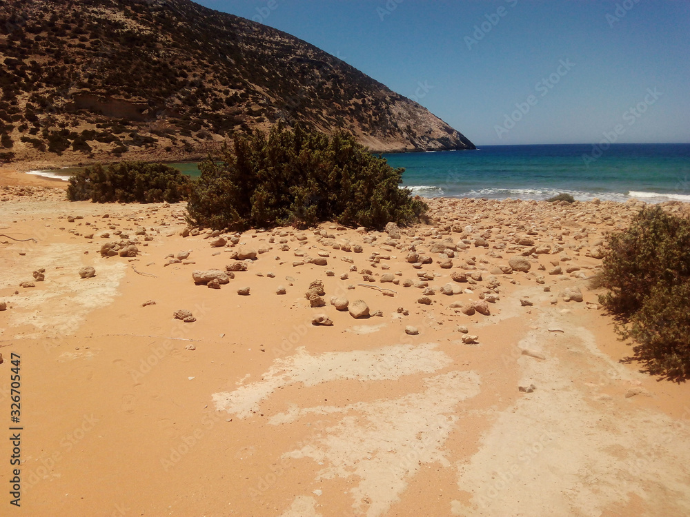 View of Potamos Beach. Gavdos Island. Libyan Sea. Greece. 