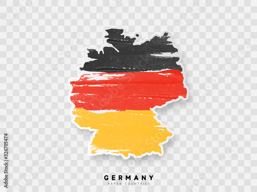 Germany detailed map with flag of country. Painted in watercolor paint colors in the national flag. photo