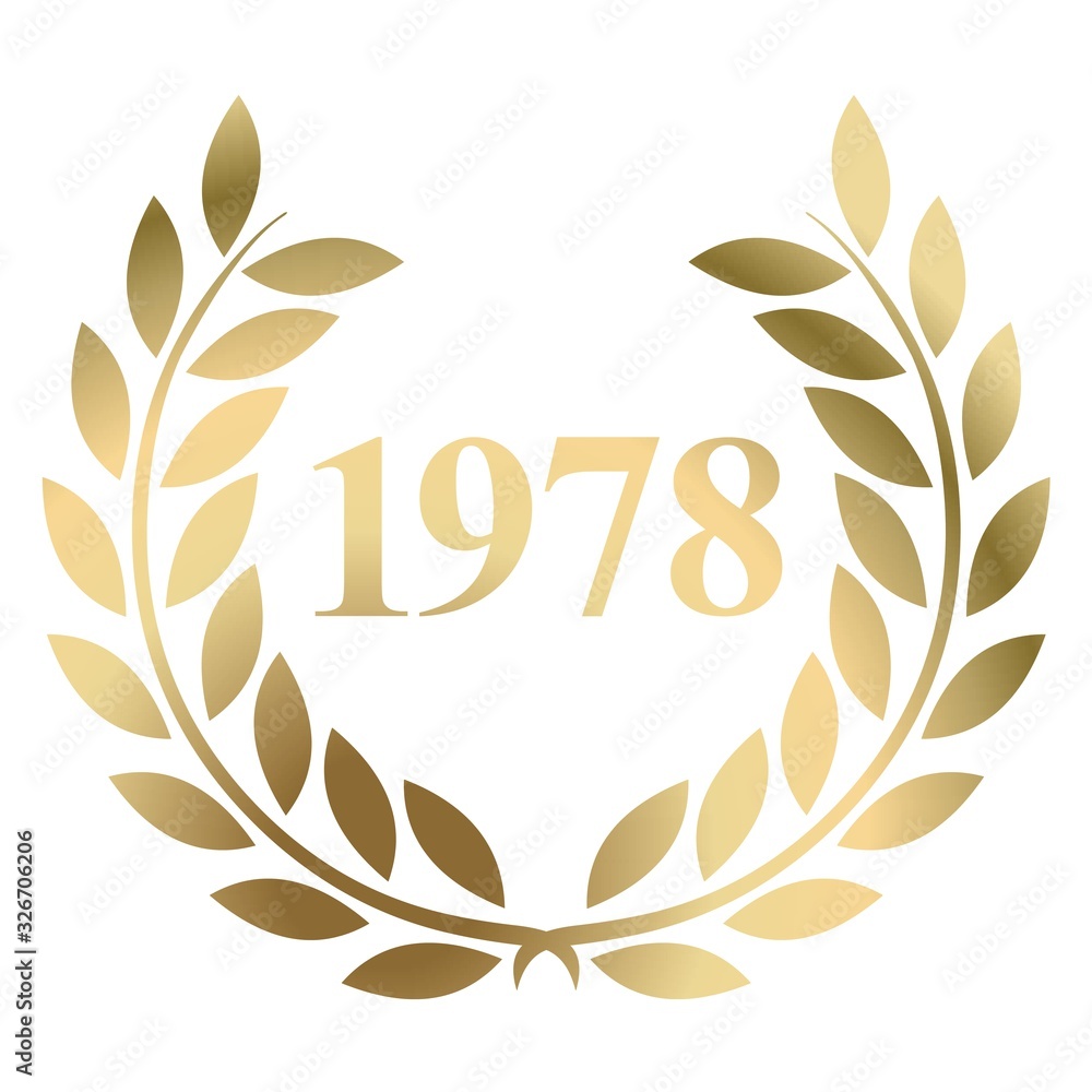 Obraz premium Year 1978 gold laurel wreath vector isolated on a white background 