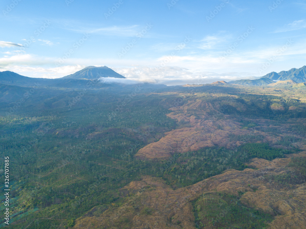 Fototapeta aerial view of mountain with beautiful scenery.