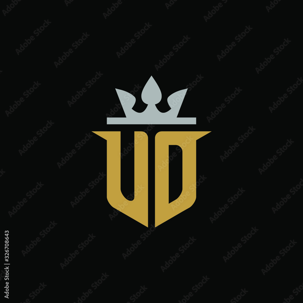 Initial Letter UD with Shield King Logo Design Initial Letter UD with Shield King Logo Design