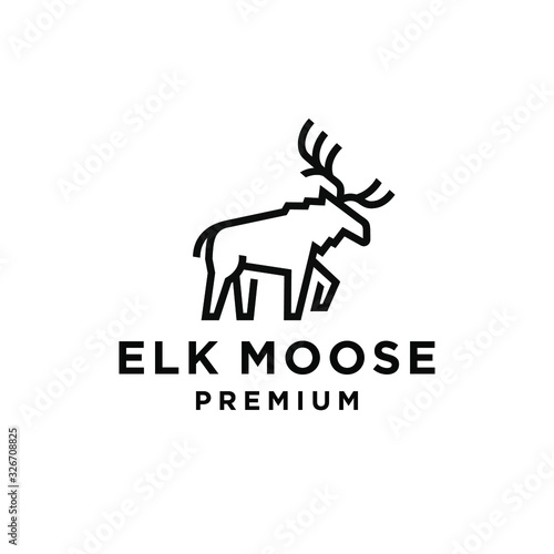 deer logo moose elk logo outline lineart vector icon