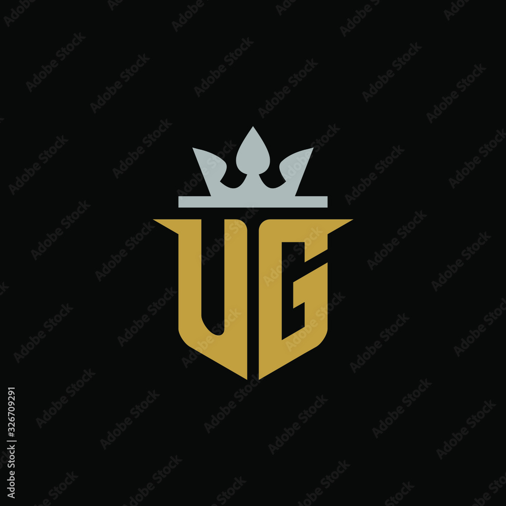 Initial Letter UG with Shield King Logo Design Initial Letter UG with Shield King Logo Design