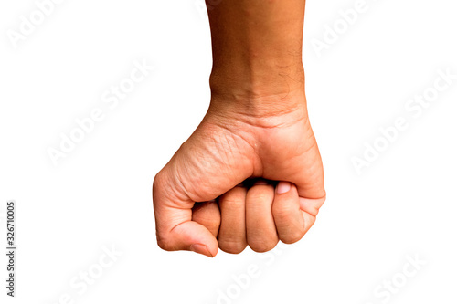 Male fist, isolated on a white background