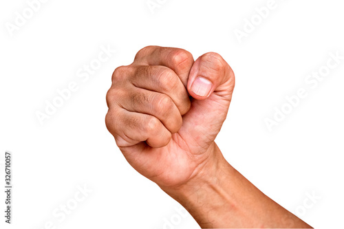 Male fist, isolated on a white background