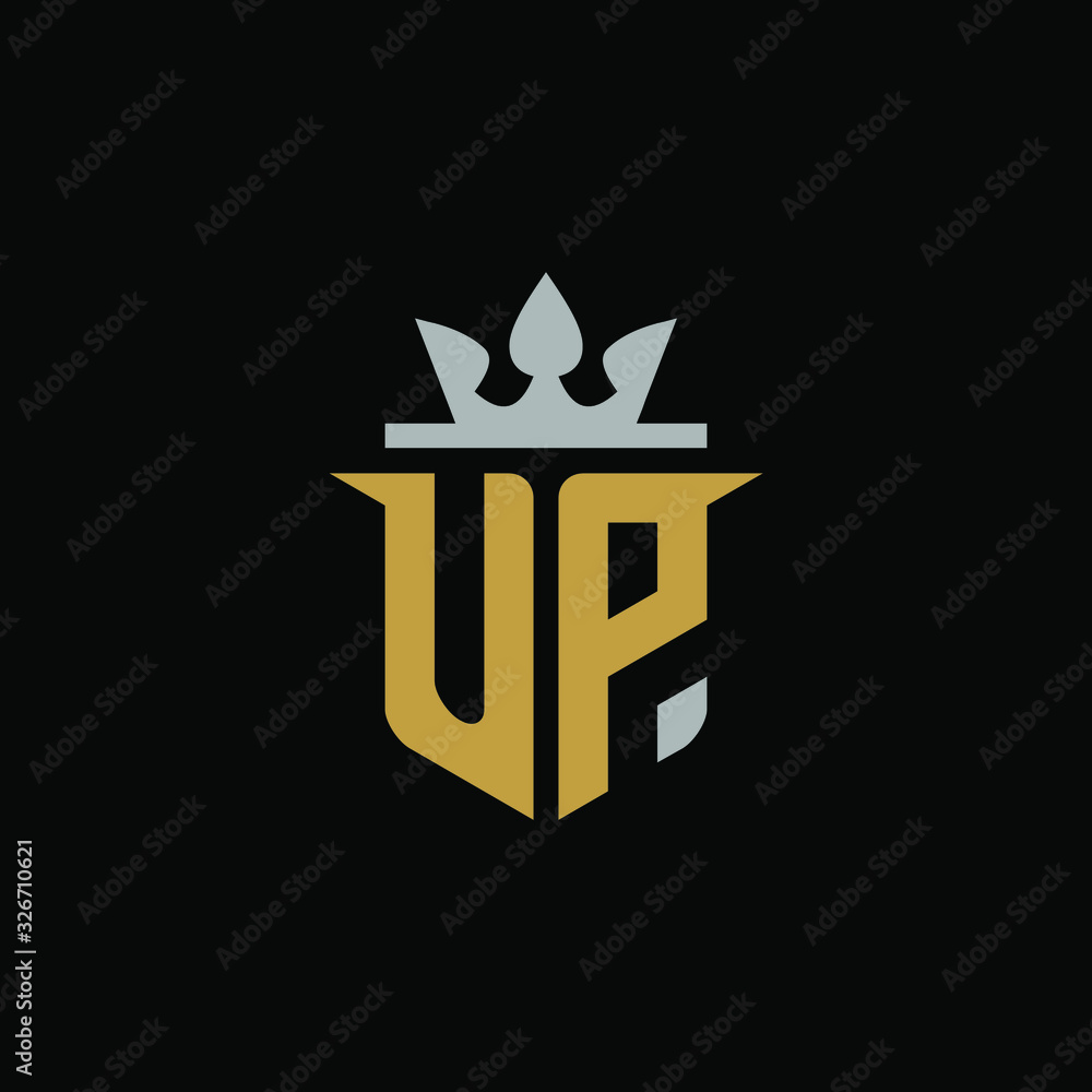 Initial Letter UP with Shield King Logo Design Initial Letter UP with Shield King Logo Design