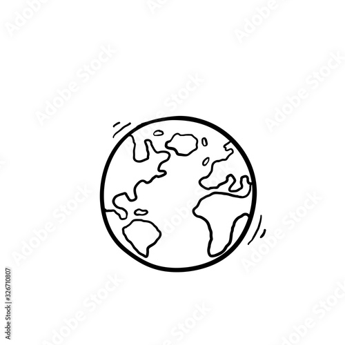 hand drawn Globe icon. Vector illustration. Flat doodle design. cartoon style vector isolated