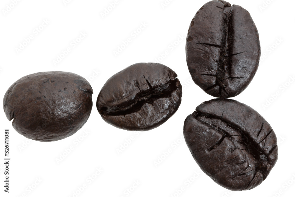 Fototapeta premium Roasted coffee beans isolated on white background,close up