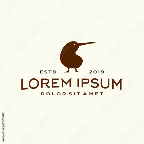 Kiwi bird logo elegant luxury vintage hipster label illustration vector