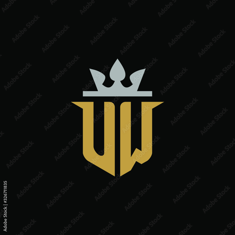 Initial Letter UW with Shield King Logo Design Initial Letter UW with Shield King Logo Design