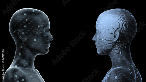 AI artificial intelligence digital network computer technology 3D illustration