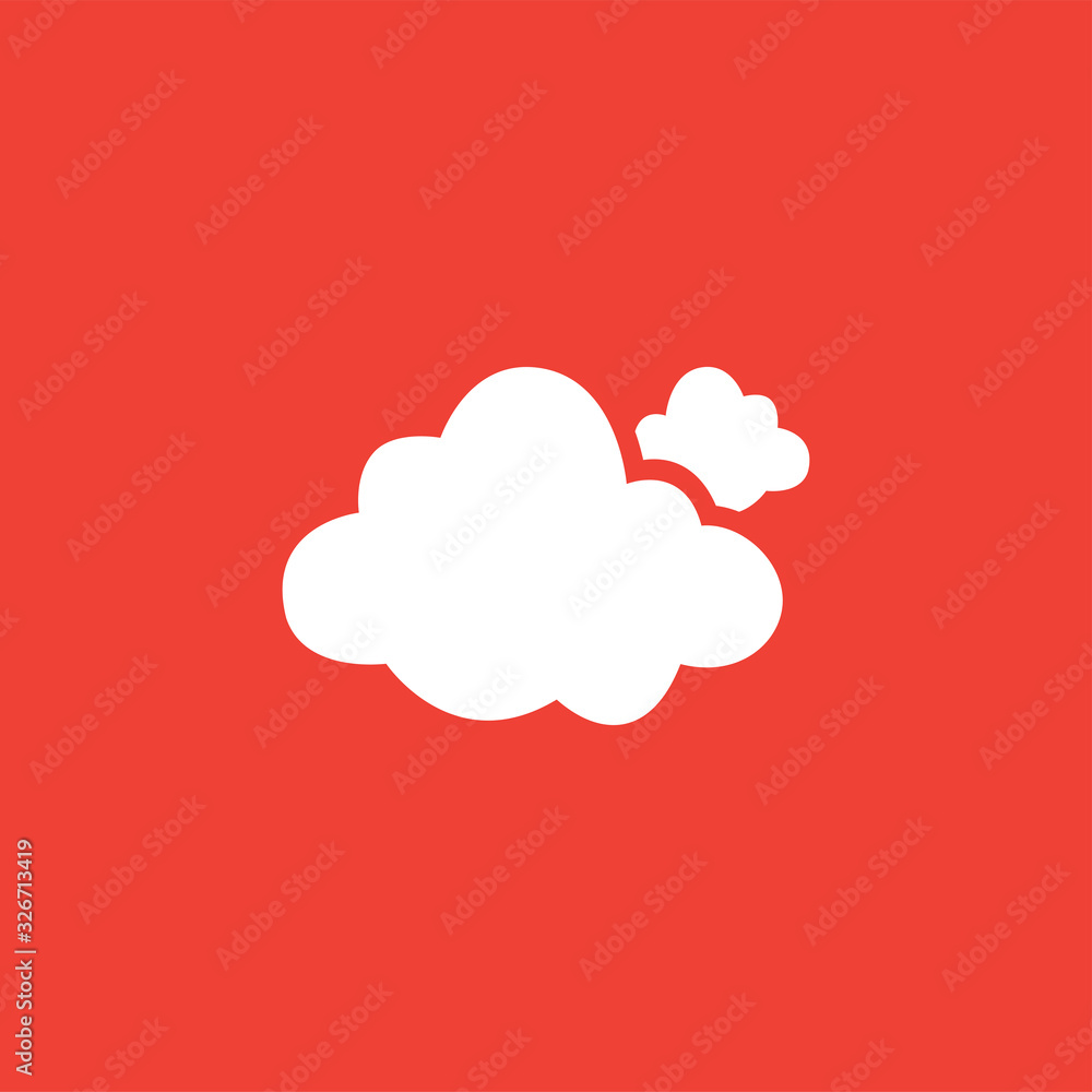 Cloud Icon On Red Background. Red Flat Style Vector Illustration. Cloud Icon On Red Background. Red Flat Style Vector Illustration.