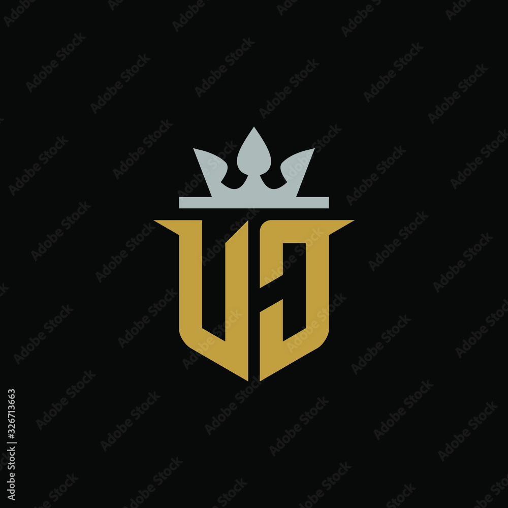 Initial Letter VJ with Shield King Logo Design Initial Letter VJ with Shield King Logo Design