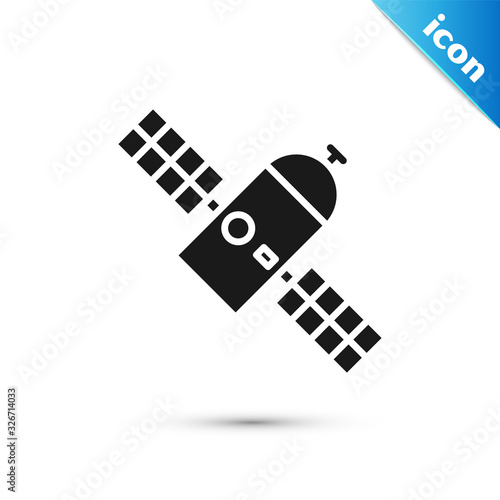 Grey Satellite icon isolated on white background. Vector Illustration
