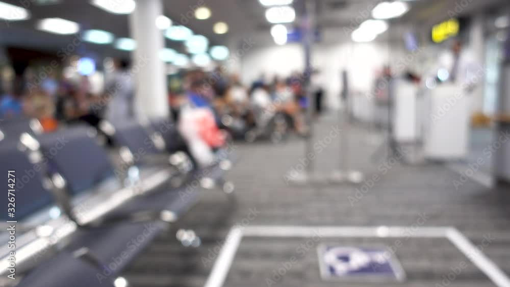 Abstract blur many visitors of the airport terminal Abstract blur many visitors of the airport terminal