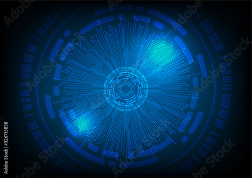 Blue eye cyber circuit future technology concept background