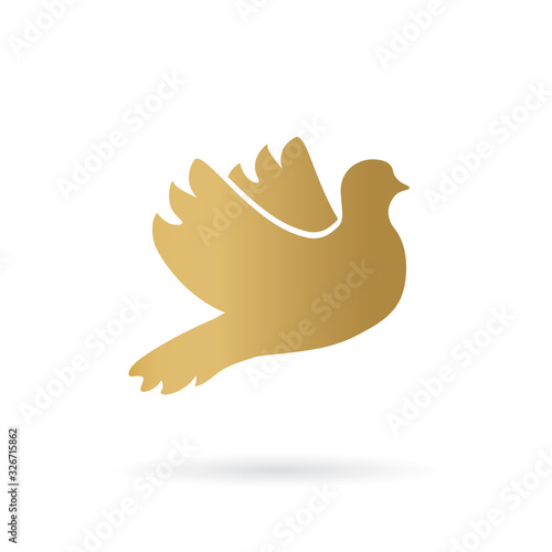 golden dove of peace icon- vector illustration