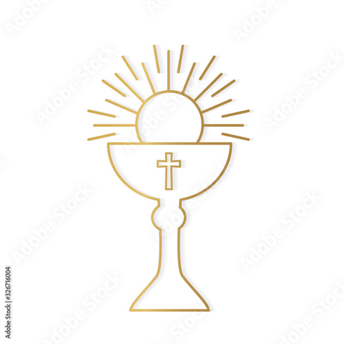 Obraz na płótnie golden holy communion icon- vector illustration