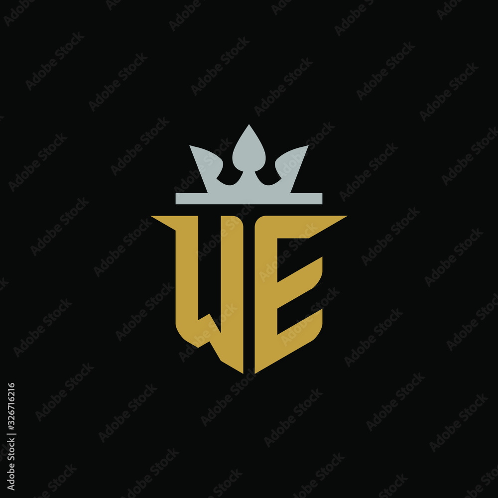 Initial Letter WE with Shield King Logo Design Initial Letter WE with Shield King Logo Design