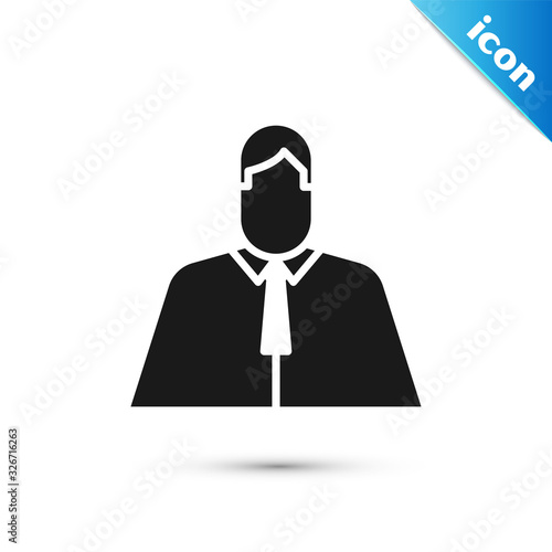 Grey Lawyer, attorney, jurist icon isolated on white background. Jurisprudence, law or court icon. Vector Illustration