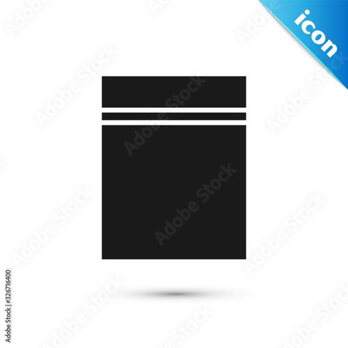 Grey Plastic bag with ziplock icon isolated on white background. Vector Illustration