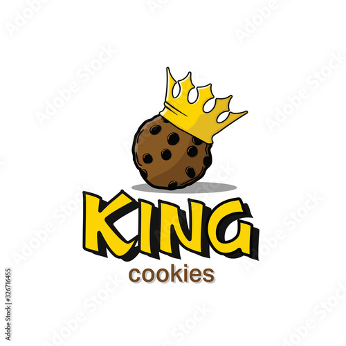 cookies icon mascot monarch lord chip chocolate cartoon dessert emotion funny logo vector illustration