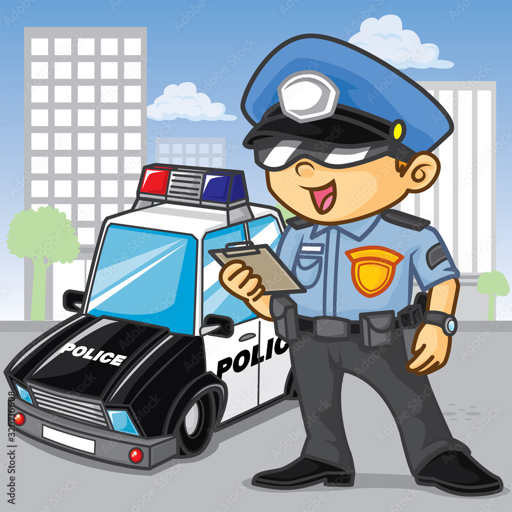 policeman cartoon, cartoon vector, cute vector Stock Vector | Adobe Stock