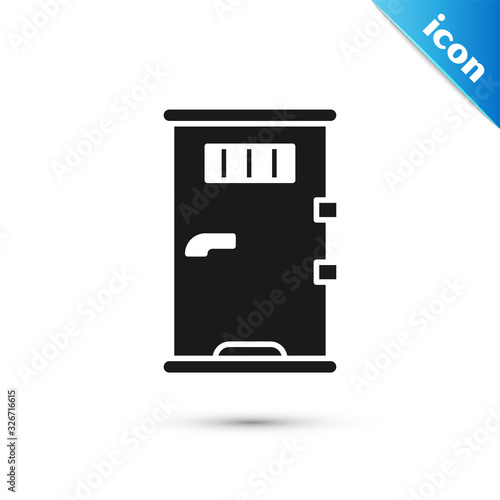 Grey Prison cell door with grill window icon isolated on white background. Vector Illustration