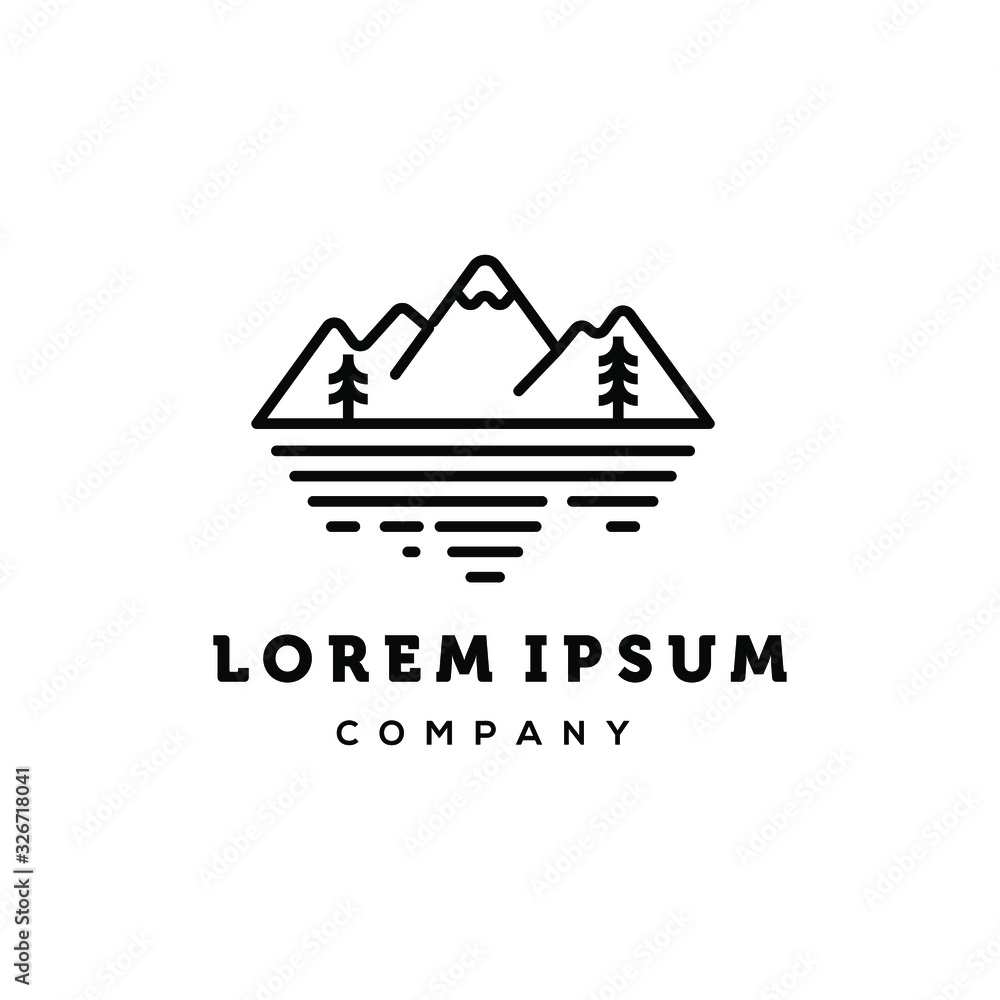 hipster minimal mountain outdoor logo in trendy linear line stroke style for tattoo inspiration hipster minimal mountain outdoor logo in trendy linear line stroke style for tattoo inspiration