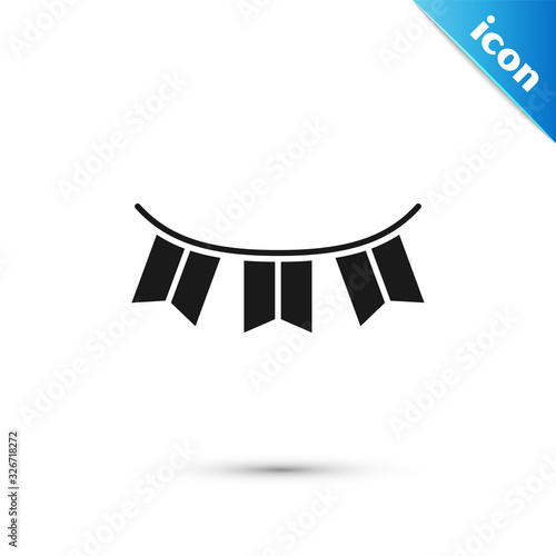 Grey Carnival garland with flags icon isolated on white background. Party pennants for birthday celebration, festival decoration. Vector Illustration