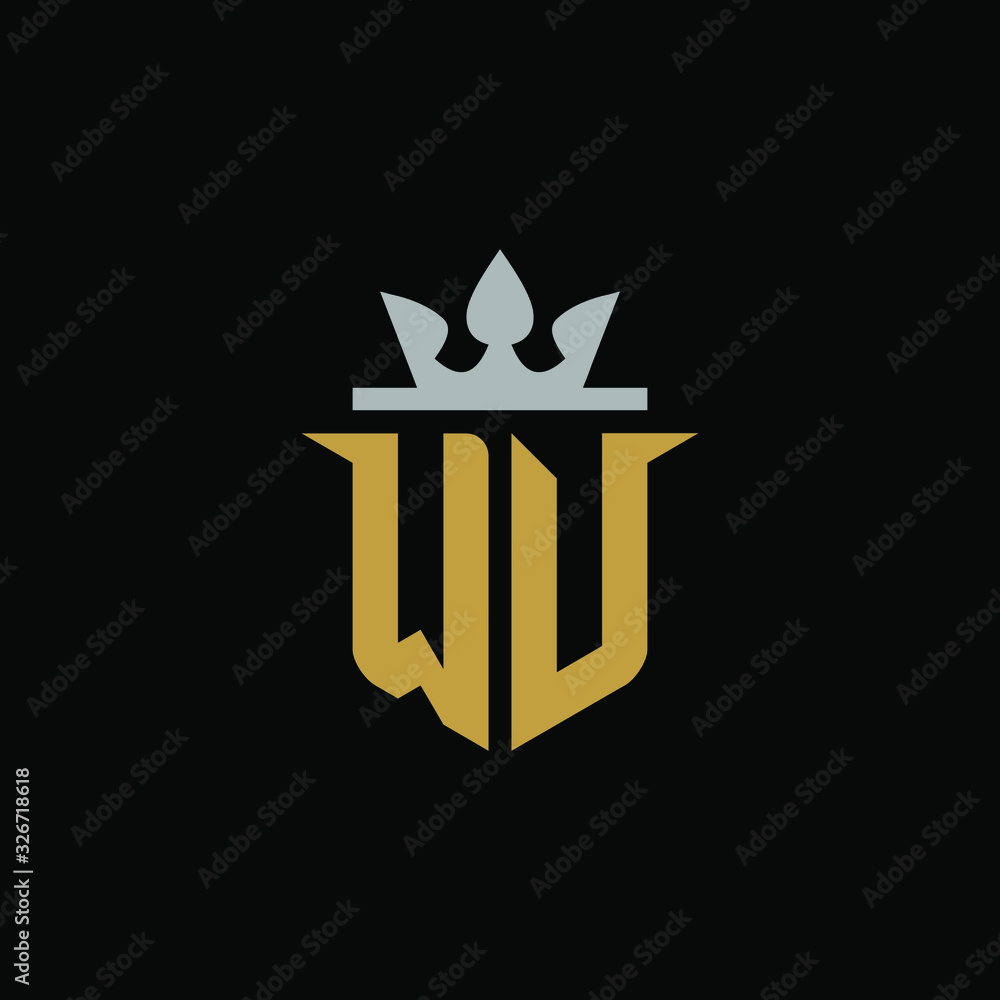Initial Letter WV with Shield King Logo Design Initial Letter WV with Shield King Logo Design