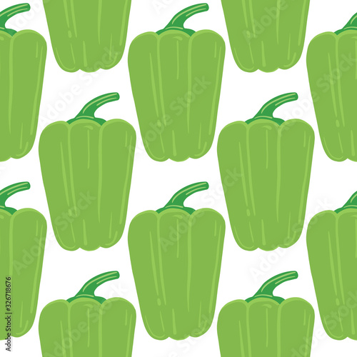 Geometric green pepper hand drawn backdrop. Bell pepper seamless pattern.