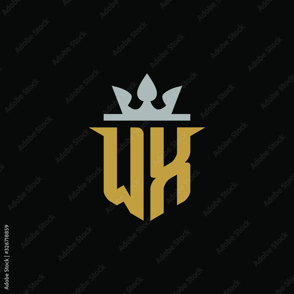 Initial Letter WX with Shield King Logo Design Initial Letter WX with Shield King Logo Design