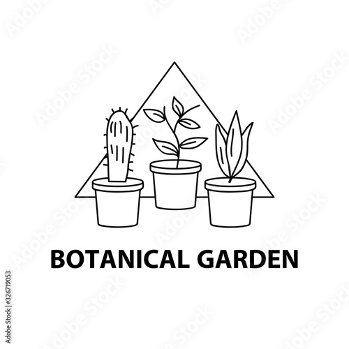 3/55線画地図アイコン単体   植物園　植物　温室　栽培　園芸　地図　アイコン　シンボル　イラスト　ベクター　シンプル　線　線画　かわいい