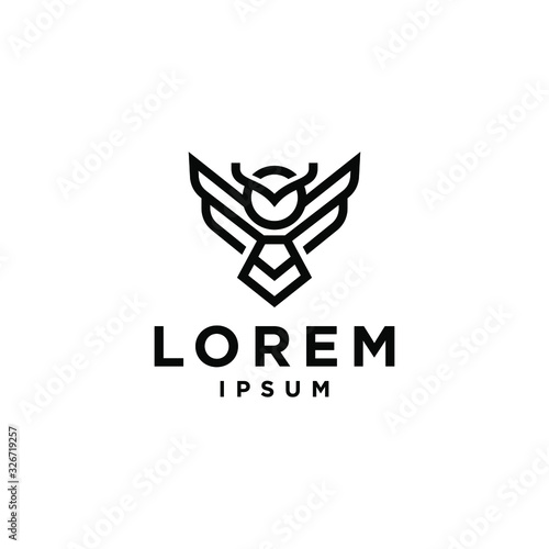 simple minimal owl logo icon in trendy line linear hipster style